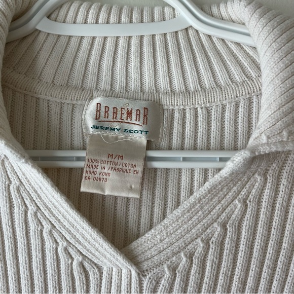 Vintage Braemar by Jeremy Scott Ribbed Knit Sweater – Size Medium 100% Cotton - Picture 3 of 5